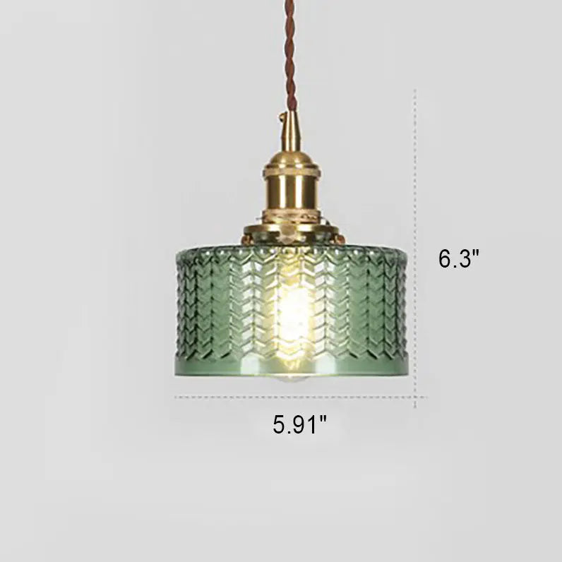 Japanese Vintage Brass Glass Round Jar 1-light Pendant Light Lumendat