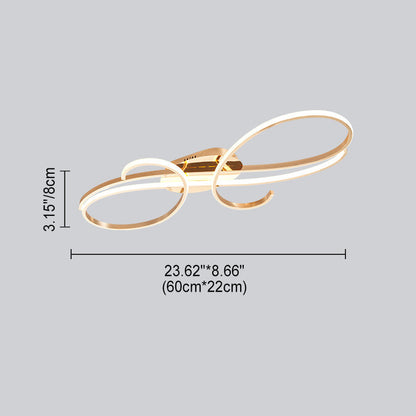 Modern Minimalist Curved Line Iron Aluminum Silicone LED Semi-flush Mount Ceiling Light for Living Room
