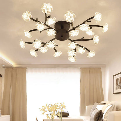 Nordic Creative Plum Blossom Tree Branch LED Semi-flush Mount Ceiling Light