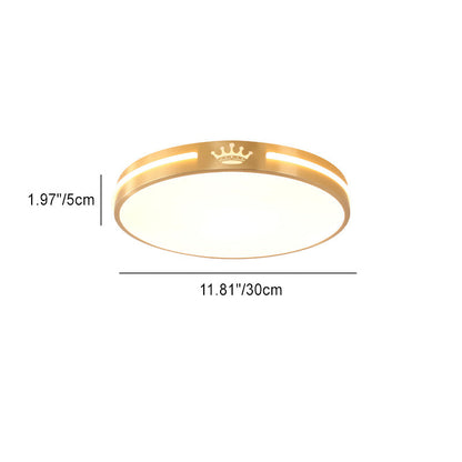 Modern Minimalist Round Crown Acrylic Copper LED Flush Mount Ceiling Light For Living Room