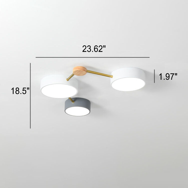 Scandinavian Minimalist Solid Wood Iron LED Flush Mount Lighting BulbSquare