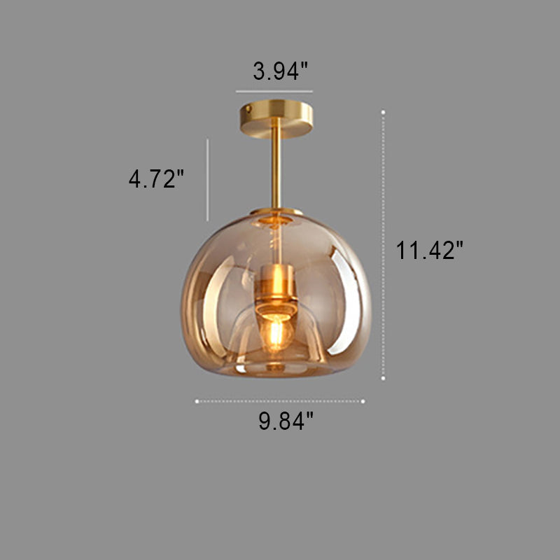 Nordic Light Luxury Round Glass Ball 1-Light Semi-Flush Mount Ceiling Light Lumendat