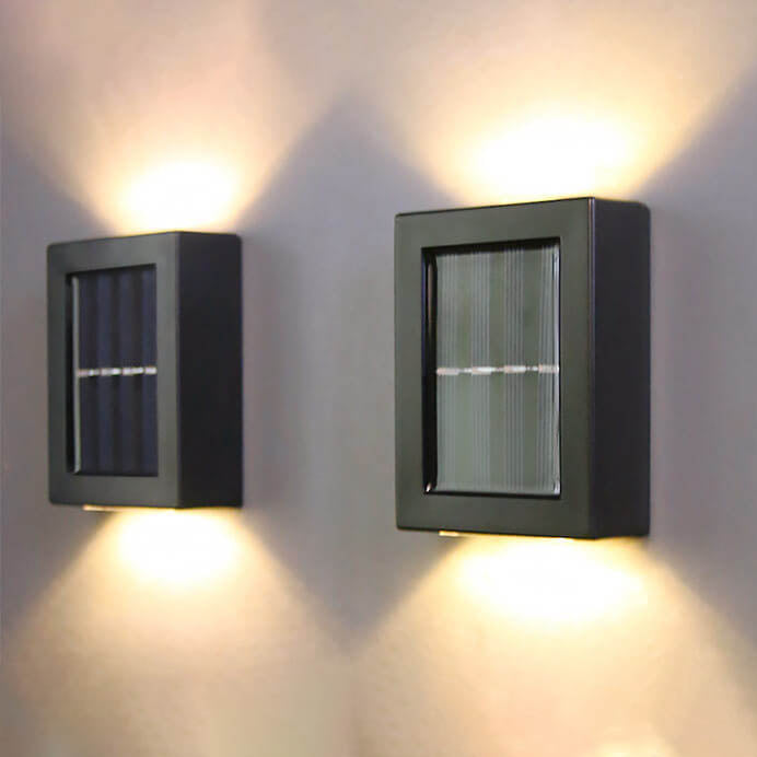 Solar Square Up and Down Lighted LED Outdoor Waterproof Garden Wall Sconce Lamp Lumendat