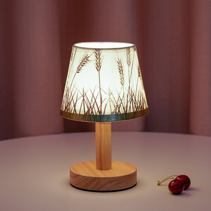 Vintage Linen Drum Shade 1-Light LED Table Lamp Lumendat