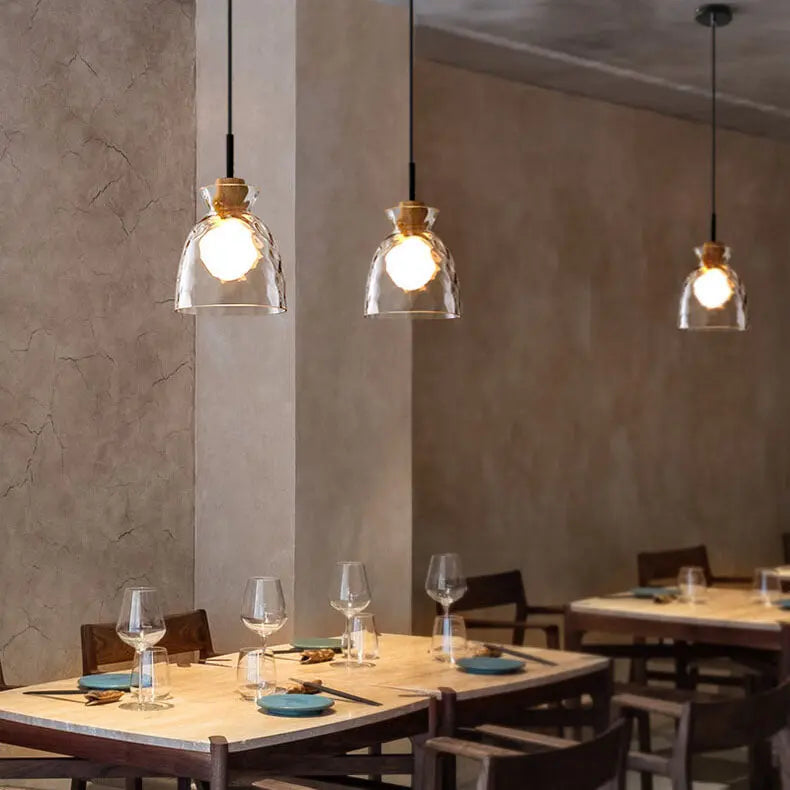 Nordic Clear Rippled Glass Shaded 1-light Pendant Light Lumendat