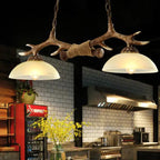Vintage Antler Resin & Glass Bowl 2-light Chandelier – Industrial Style Lumendat
