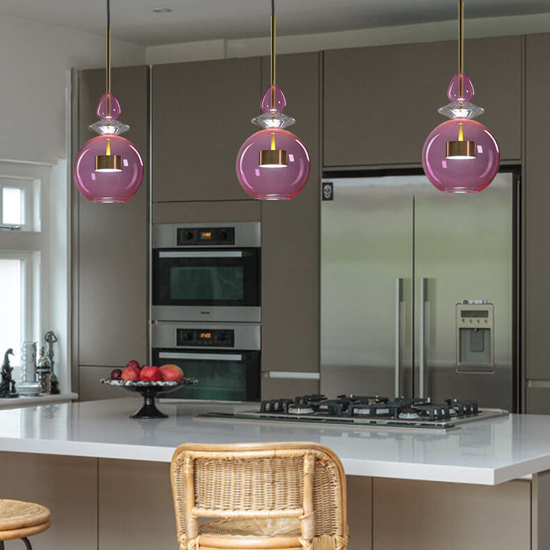 Nordic Colorful Candy Cane Glass 1-light LED Pendant Light BulbSquare