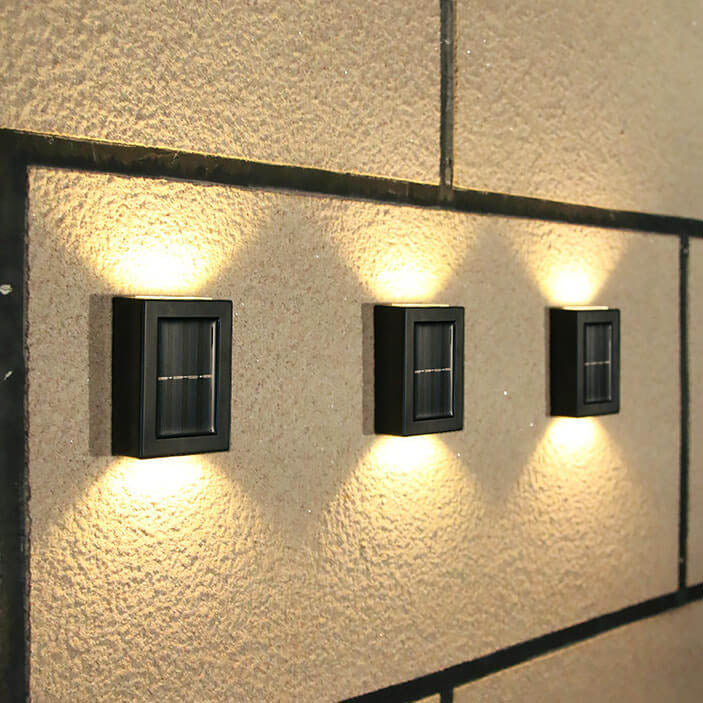 Solar Square Up and Down Lighted LED Outdoor Waterproof Garden Wall Sconce Lamp Lumendat