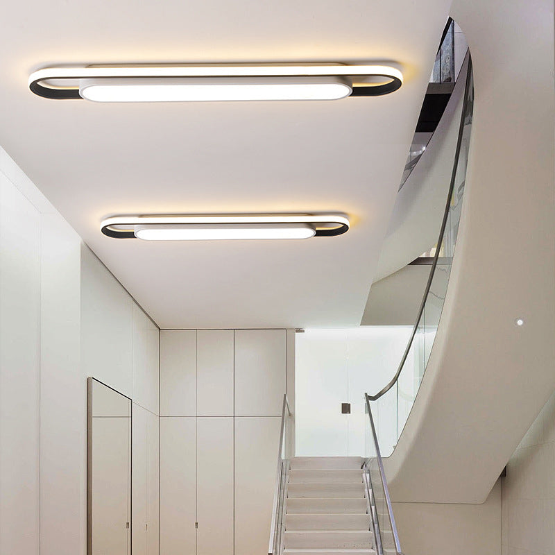 Nordic Minimalist Long Bar Ring LED Flush Mount Ceiling Light Lumendat