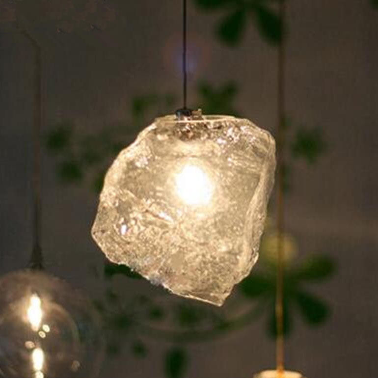 Nordic Creative Ice Cube Glass 1-light Pendant Light BulbSquare