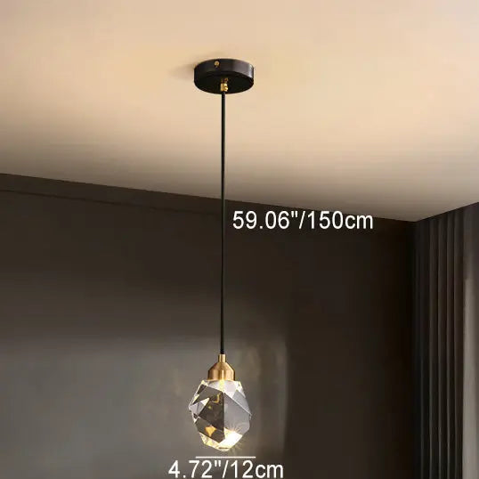Modern Luxury Sparkling Crystal Stone Iron LED Pendant Light for Living Room BulbSquare