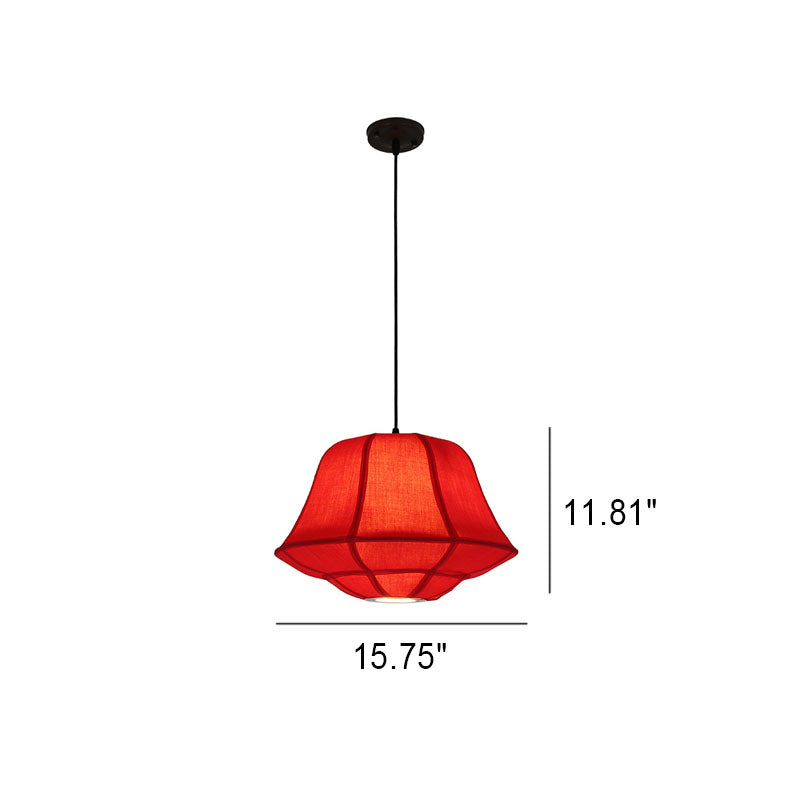 Modern Chinese Iron Sheepskin Oval Lantern 1-light Pendant Light
