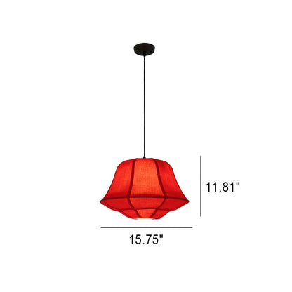 Modern Chinese Iron Sheepskin Oval Lantern 1-light Pendant Light
