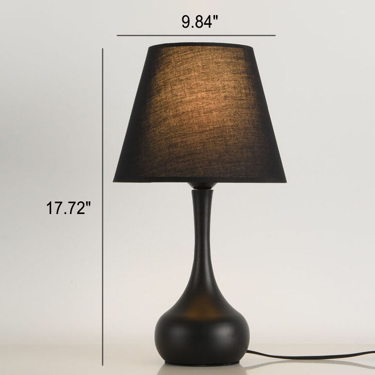 Nordic Vintage Pure Black White Iron Fabric 1-Light Table Lamp Lumendat