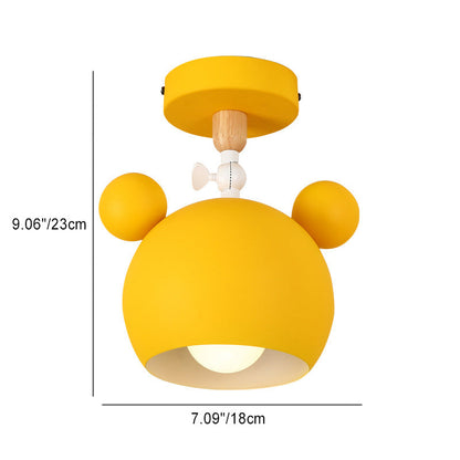 Contemporary Scandinavian Macaron Round Iron Rotatable 1-light Semi-flush Mount Ceiling Light for Living Room