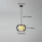 Modern Minimalist Weaving Hemp Ball Iron Drum 1-light Pendant Light for Living Room BulbSquare
