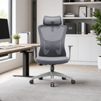 Modern Minimalist High-Back Mesh Staff Office Chair - Adjustable Headrest With Hanger Silent Casters Desk Chair For Home Office Lumendat