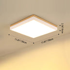 Modern Minimalist Solid Wood Acrylic Square Rectangle LED Flush Mount Ceiling Light for Living Room BulbSquare