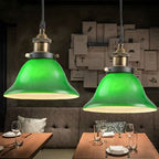 Vintage Industrial Green Bell Glass 1-light Pendant Light BulbSquare