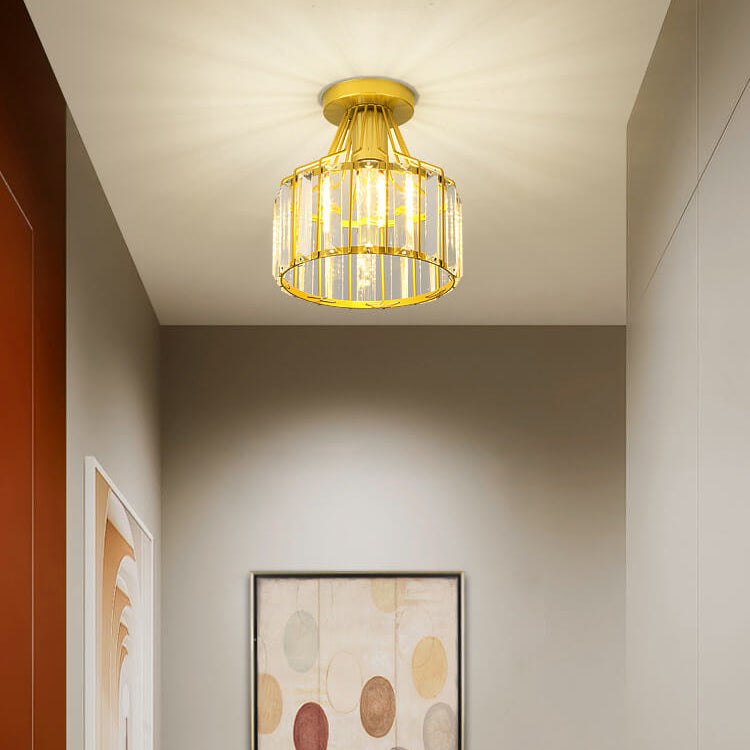 Modern Crystal Dome 1-light Semi-flush Mount Ceiling Light