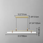 Modern Minimalist Long Strip Iron Acrylic Faux Leather LED Island Light Chandelier For Living Room & Dining Room Lumendat