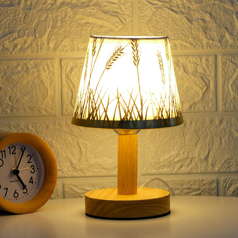 Vintage Linen Drum Shade 1-Light LED Table Lamp Lumendat