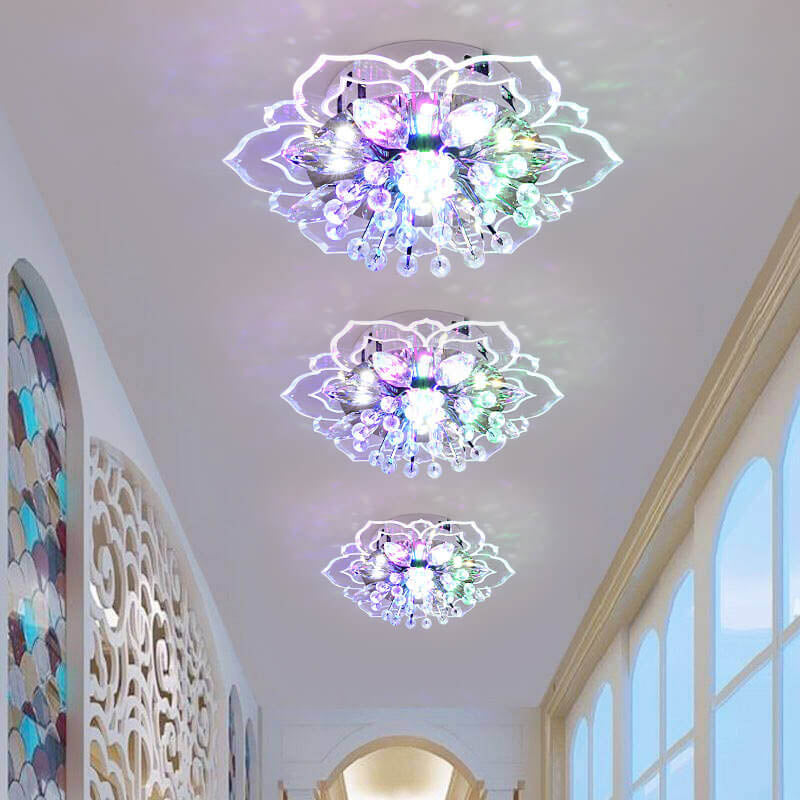 Modern Crystal Flower Shape LED Flush Mount Ceiling Light BulbSquare