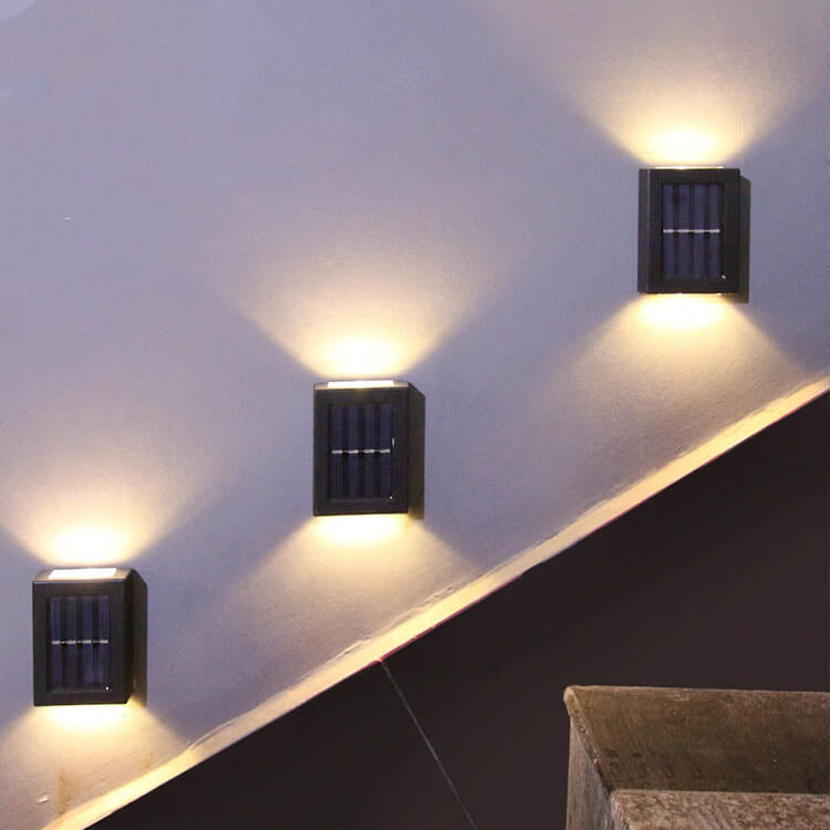 Solar Square Up and Down Lighted LED Outdoor Waterproof Garden Wall Sconce Lamp Lumendat
