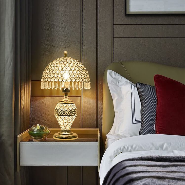 Modern Luxury Crystal Dome Shade 1-Light Table Lamp Lumendat