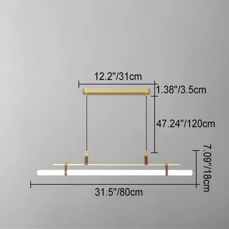 Nordic Minimalist Long Strip Leather LED Island Light Chandelier Lumendat