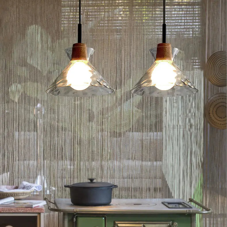 Nordic Clear Rippled Glass Shaded 1-light Pendant Light Lumendat