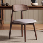 Traditional Vintage Square Rubberwood Solid Wood PU Leather Foam Sponge Armless Dining Chair For Dining Room DFM-F