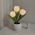 Tulip Simulation Bouquet Ceramic Flower Pot LED Night Light Table Lamp Lumendat