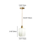Traditional Vintage Cylindrical Brass Glass 1-light Pendant Light for Bedroom BulbSquare