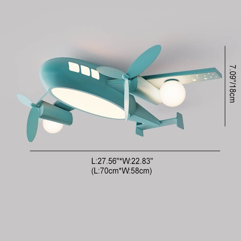 Nordic Creative Kids Cartoon Wrought Iron Airplane LED Flush Mount Ceiling Light Lumendat