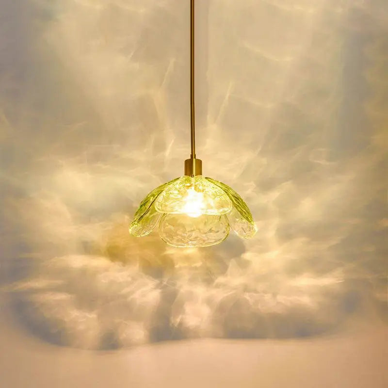 Modern Minimalist Flower-shaped Petal Iron Glass 1-light Pendant Light for Living Room BulbSquare