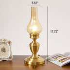 Vintage All Brass Wooden Glass Kerosene Lamp Design 1- Light Table Lamp Lumendat