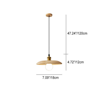 Nordic Modern Minimalist Solid Wood Disc 1-light Pendant Light