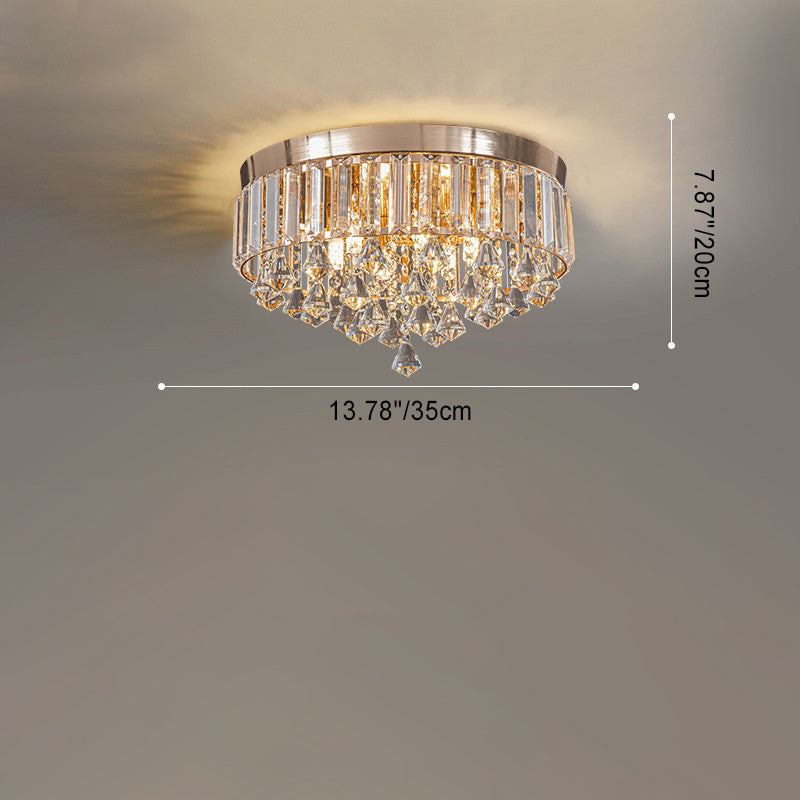 Modern Luxury Round Iron Crystal Beads 6/9-Light Flush Mount Ceiling Light For Living Room Lumendat