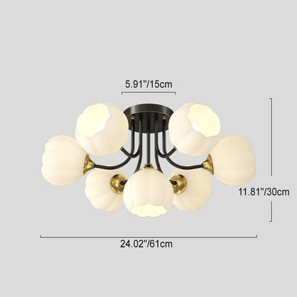 Contemporary Creative Pod Copper Glass 7/9 Light Semi-Flush Mount Ceiling Light For Living Room