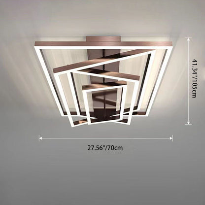 Modern Minimalist Aluminum Finish Multi-layer Rectangular Frame LED Flush Mount Ceiling Light for Living Room