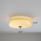 French Minimalist Cream Glass Round LED Flush Mount Ceiling Light BulbSquare