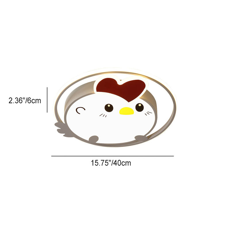 Lumendat Childlike Cartoon Chick Acrylic Round LED Kids Flush Mount Ceiling Light Lumendat