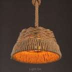 Vintage Hemp Rope 1-light Dome Pendant Light BulbSquare