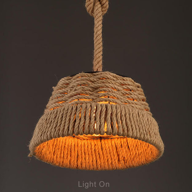 Vintage Hemp Rope 1-light Dome Pendant Light