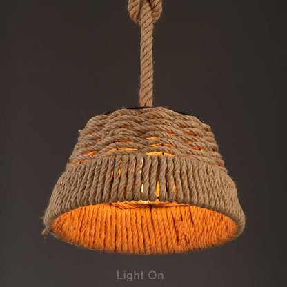 Vintage Hemp Rope 1-light Dome Pendant Light