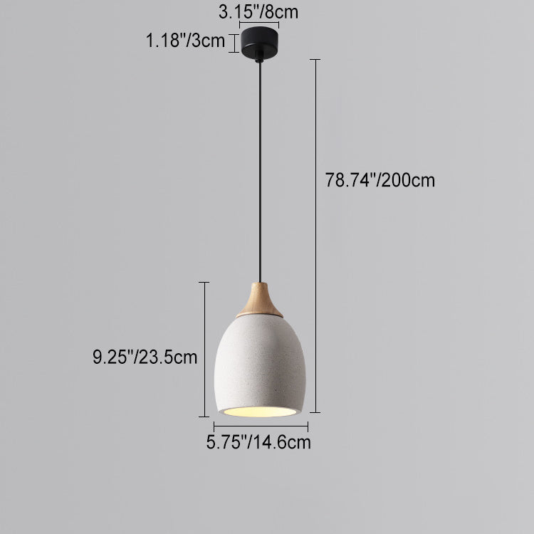 Traditional Japanese Cement Solid Wood Circle 1-light Pendant Light for Dining Room BulbSquare