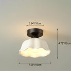 Scandinavian Modern Minimalist Iron Glass Ceramic Flower Diamond 1-Light Semi-Flush Mount Ceiling Light Lumendat