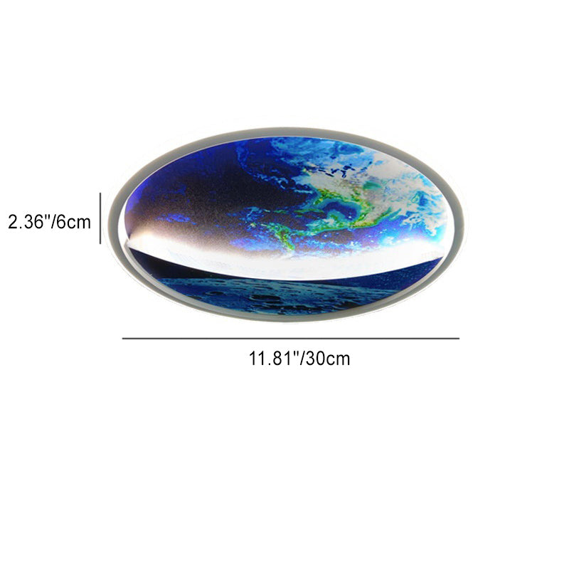 Modern Art Deco Planet Earth Round Silicon Iron LED Flush Mount Ceiling Light for Living Room