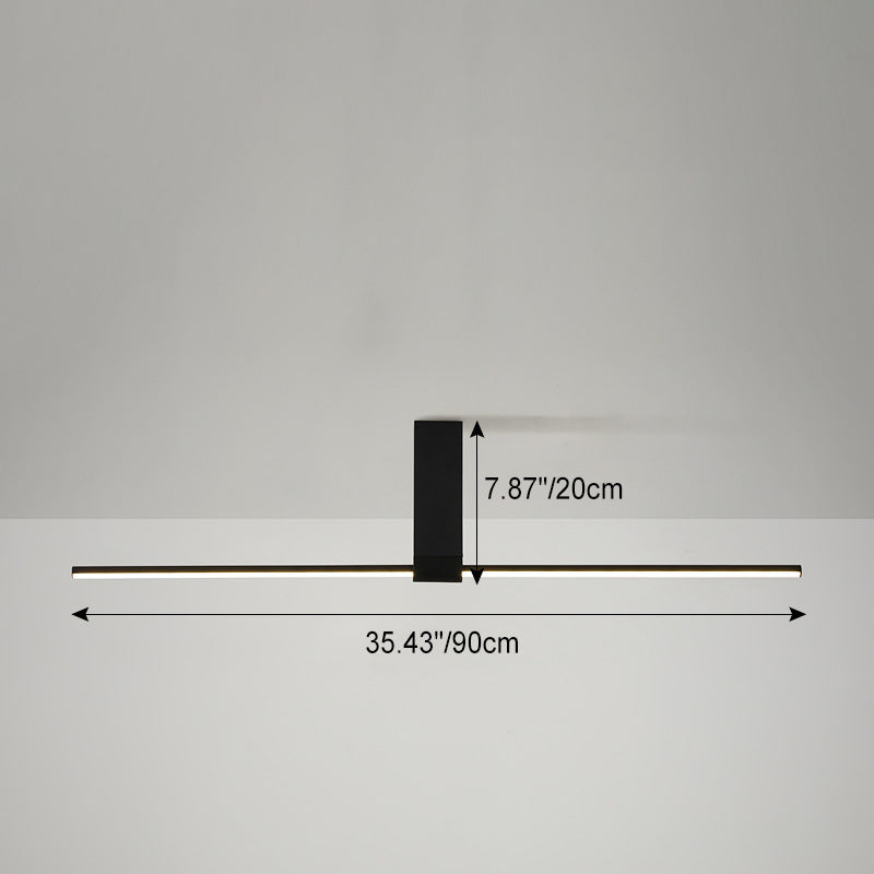 Modern Minimalist Aluminum Acrylic Strip Rectangle LED Semi-flush Mount Ceiling Light for Hallway